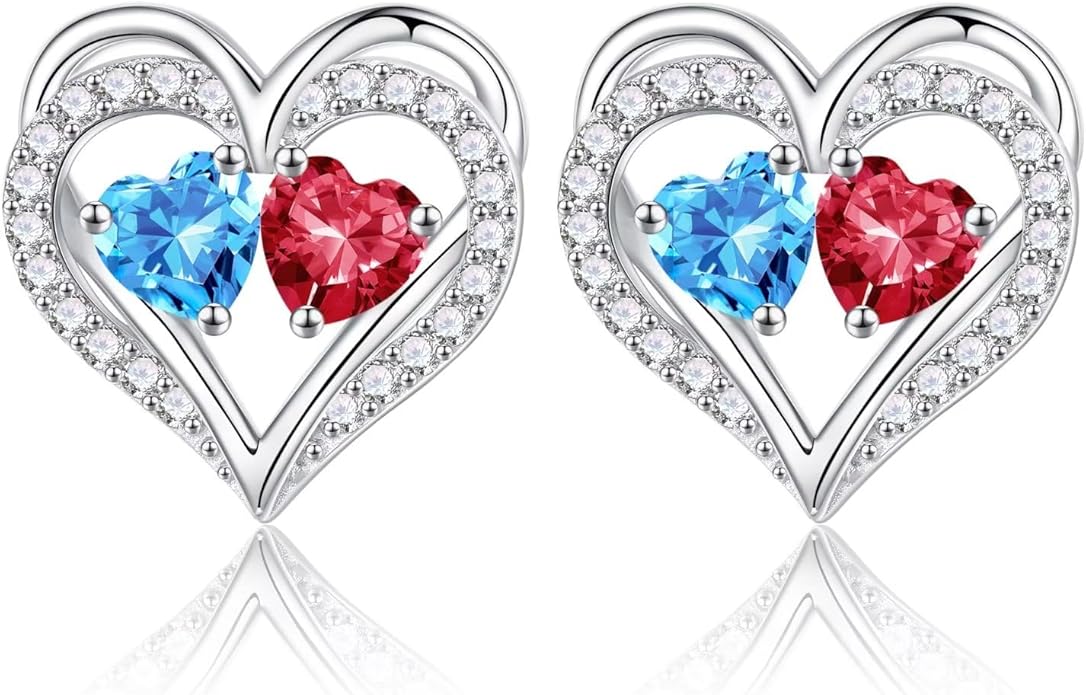 Iefil Christmas Gifts for Women Wife - 925 Sterling Silver Birthstone Earrings, Anniversary Birthday Gifts for Women Wife Girlfriend Mom IEFIL