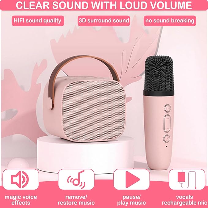 Mini Karaoke Machine for Kids & Adult, 4-12 Years Old Girls Christmas Birthday Gift for Boys, Karaoke Toys Gifts for Girls Ages 4, 5, 6, 7, 8, 9, 10, 12 +Year Old Birthday Party Darkant