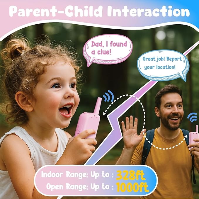 Video Walkie Talkies for Kids, 2 Pack Rechargeable Walkie Talkies with Screen, Indoor Outdoor Toy for 3 4 5 6 7 8 9 10 Year Old Girl, Christmas Birthday Gifts for Girls Age 3-12 (Pink) ANBURI