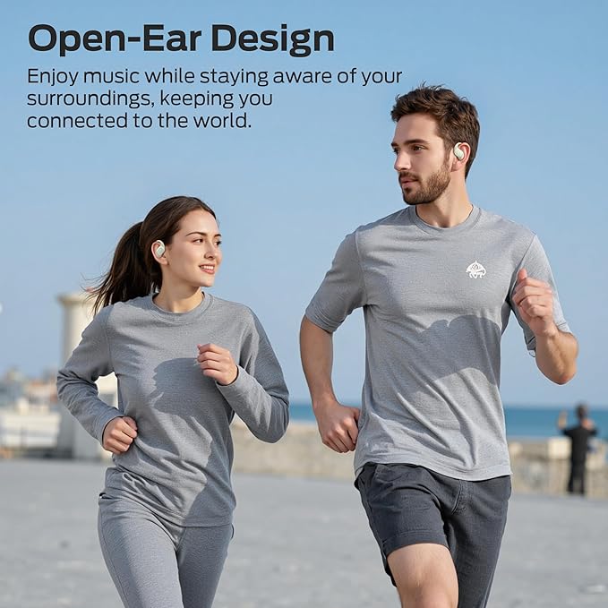 Monster Open Ear AC326 Headphones, Bluetooth 6.0 Wireless Earbuds with Dual-Mic Clear Calls, Air Conduction Headphones with Ear Hooks, Spatial Audio, Snug Fit, 35H Playtime, IPX5 for Sports, White Monster