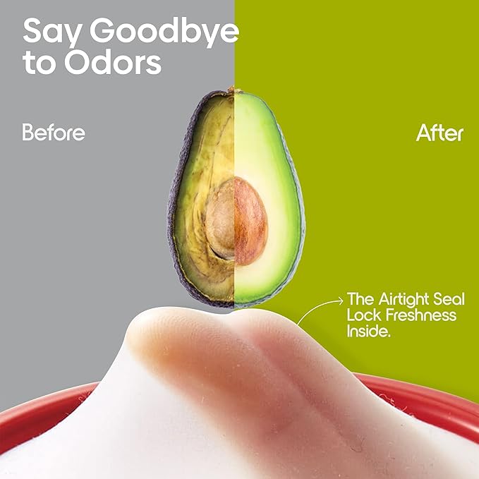 Set of 4 Food Popz Storage Containers | Fruit and Vegetable Anti-Oxidation Storage Box for Avocado, Onion, Lemon & Tomato | Fresh Pod Reusable Fruit Antioxidant Storage for Fridge | BPA-Free Box Doublewave