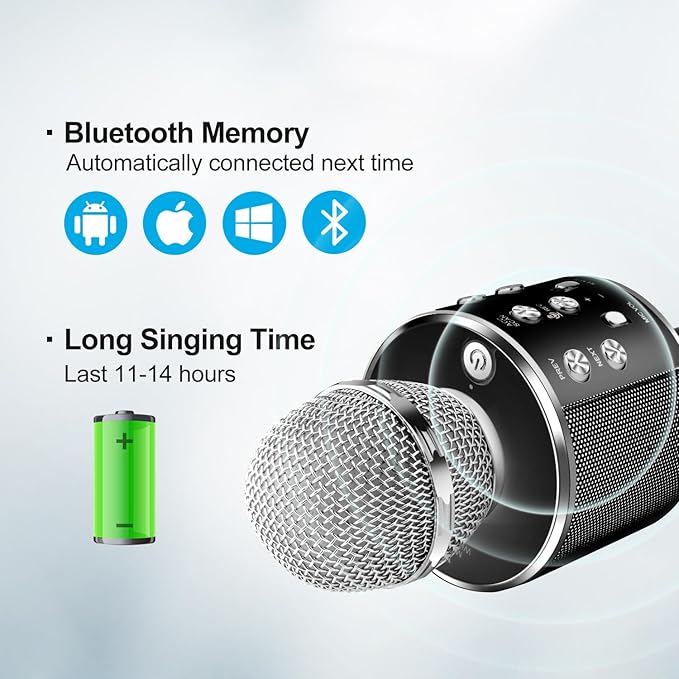 Microphone for Kids, Voice Changing Karaoke Micorphones Boys Girls Gifts for Kids Party Singing Microphone, White Elephant Gift for Adults FINYIORE