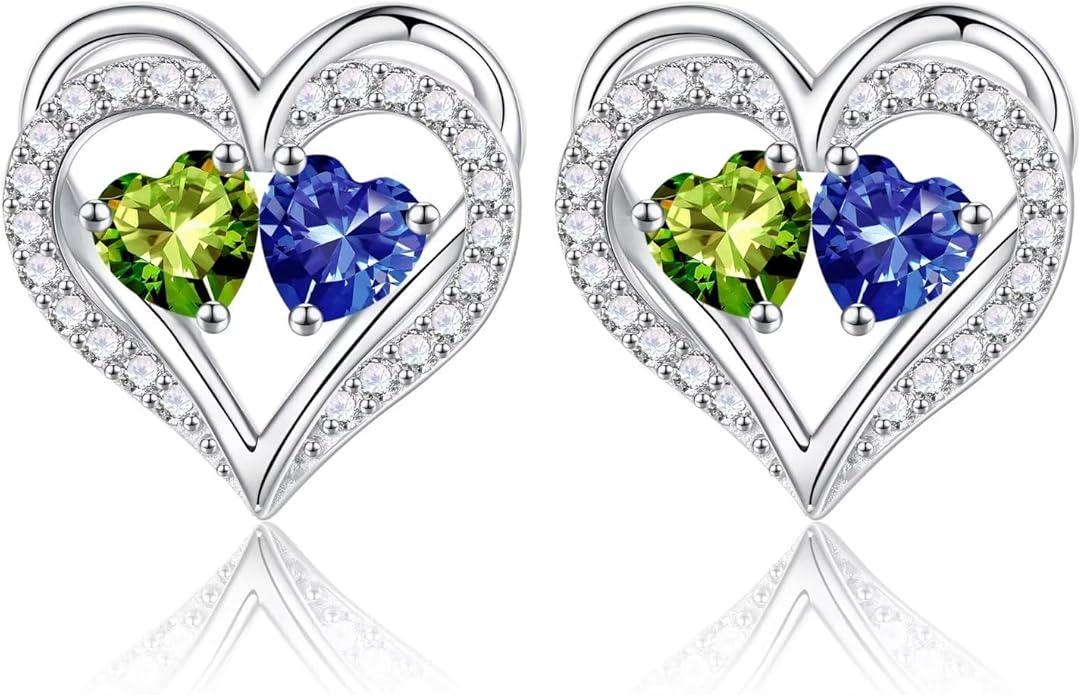 Iefil Christmas Gifts for Women Wife - 925 Sterling Silver Birthstone Earrings, Anniversary Birthday Gifts for Women Wife Girlfriend Mom IEFIL