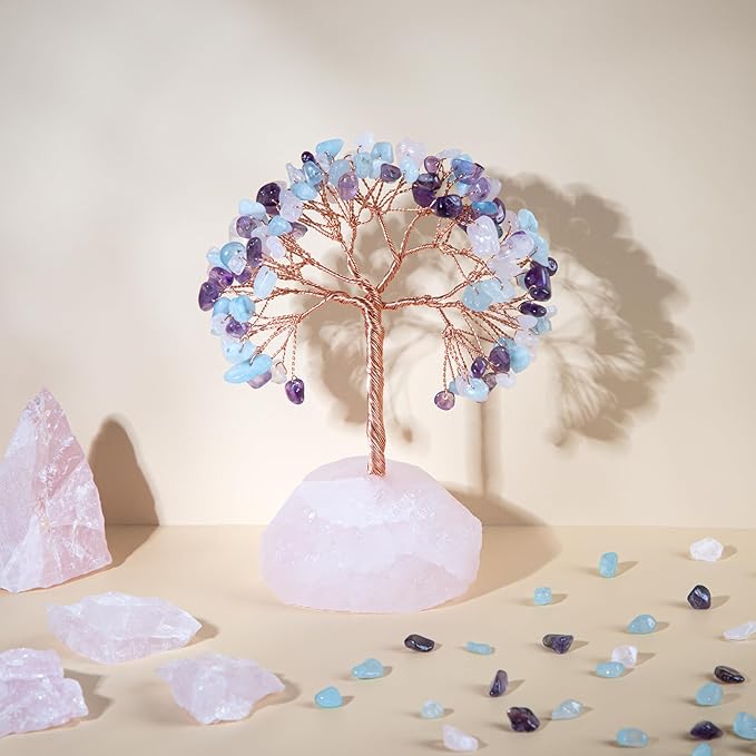 ZenBless 7 Chakra Healing Crystals Stones Tree of Life, Feng Shui Money Tree,Little Fake Bonsai Zen Spiritual Home Living Room Cubicle Office Desk Decor and Accessories for Women ZenBless