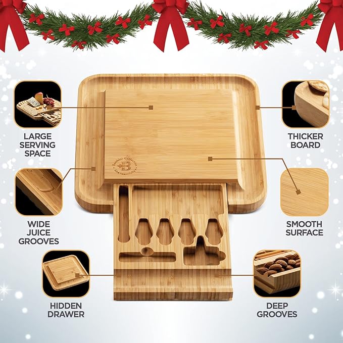Charcuterie Board Gift Set - Bamboo Cheese Board and Knife Set - Housewarming Gifts for New Home, Wedding Gifts for Couples 2025, Bridal Shower Gifts, Birthday Gifts for Women Bamb%C3%BCsi