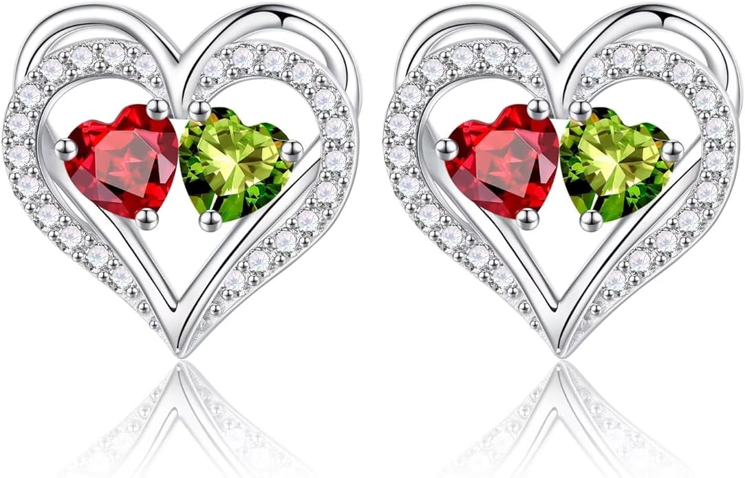Iefil Christmas Gifts for Women Wife - 925 Sterling Silver Birthstone Earrings, Anniversary Birthday Gifts for Women Wife Girlfriend Mom IEFIL