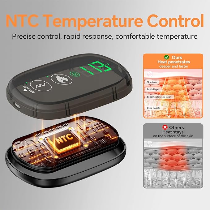 Heating Pad for Back, Lumbar Massager, Heated Waist Belt Wrap, Lower Back Pad with Heat Vibration 3 Levels Adjustable, 180 mins Battery, Cordless Portable, Touchscreen Control RelaxationMadeSimple