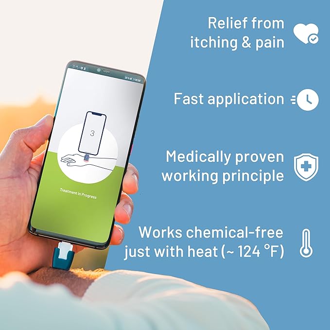 heat it - Smartphone-Powered Insect Bite Healer - Chemical-Free Relief from Itching & Pain just with Concentrated Heat - for iPhone 15/16/17 & Android (USB-C Port) heatit