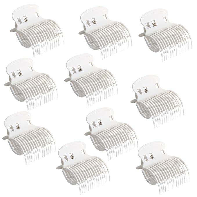 Hot Roller Clips -10PCS Hair Roller Clips - Hair Curler Claw Clip - Replacement Roller Clip for Women Girls Hair Section Styling - White
