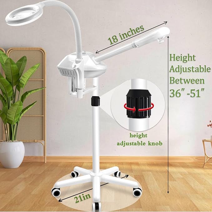 Professional Facial Steamer for Deep Hydration,2in1 Ozone Face Steamer with 5X Magnifying Lamp,Suitable for Home Use or Beauty Spa Deep Cleansing and Hydration SalonSe%C3%B1or