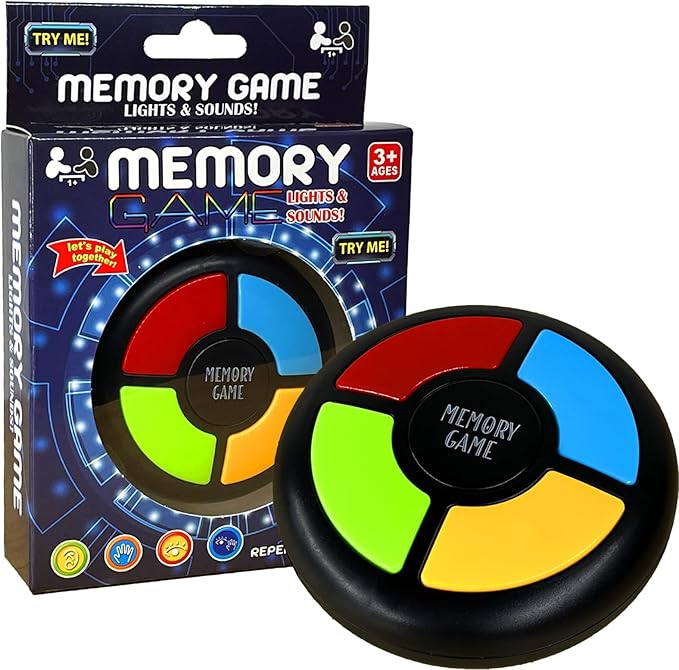 Memory Game Handheld Electronic Toy, Color Memorizing with Lights and Sounds Kick Boosters
