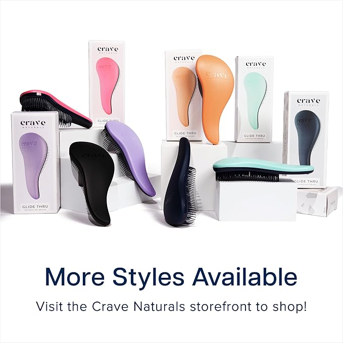 Crave Naturals Glide Thru Hair Brush - 2 Pack Detangler Brush for Curly, Straight, Wet or Dry Hair - Gentle Detangling Brushes for Adults, Kids, Toddlers, 7.5"x3" - Coral and Turquoise CraveNaturalsDetanglingBrush