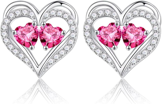 Iefil Christmas Gifts for Women Wife - 925 Sterling Silver Birthstone Earrings, Anniversary Birthday Gifts for Women Wife Girlfriend Mom IEFIL