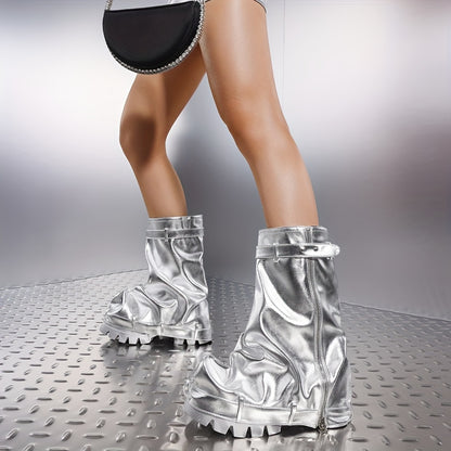 Metallic Slouchy Platform Boots