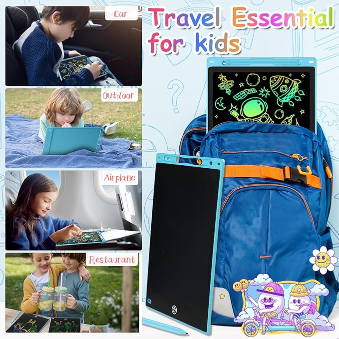12 Inch LCD Writing Tablet - Colorful Electronic Drawing Pad & Doodle Board for Kids Ages 3-8, Erasable Educational Toy, Birthday and Christmas Gift for Girls and Boys (Blue) ArtcraftandStorage
