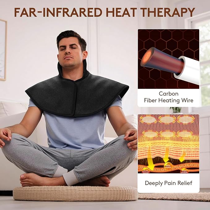 UTK Far Infrared Heating Pads for Neck and Shoulders and Back, Hot to 159℉, Gift for Men, FSA-HSA Eligible Shoulder Heating Pad with 66 Jade, 0-240 Min Auto Shut Off, Adjustable Size (23 x 24'') UTK