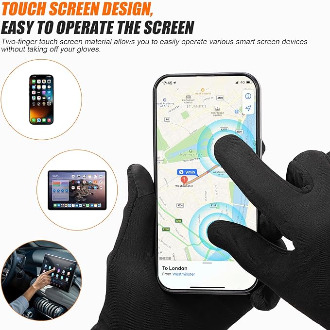 Dr.Warm Heated Gloves Liner, Rechargeable Heated Work Gloves for Men Women, Electric Battery Glove with Touchscreen, Thin Hand Warmer for Winter Hunting Riding Running Drwarm