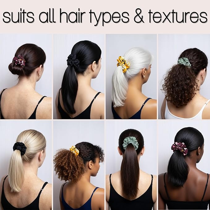 likemary Scrunchies for Women - Match Your Mood & Outfit - Strong, Snag-Free Hair Ties for All Hair Types Made from Sustainable Reclaimed Fabric - 5 Pack likemary