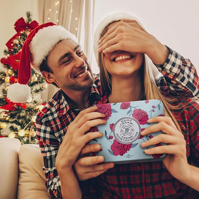 La Chatelaine 20% Shea Butter Hand Cream Travel Size Tin, Gift Set for Women, Nourishing Hand-Care Set for Holiday (Coconut Milk, Shea, Lychee Cranberry) LaChatelaine