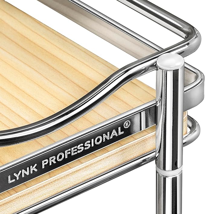 LYNK PROFESSIONAL® Élite™ Pull Out Spice Rack Organizer for Inside Kitchen Cabinets - 6"x21" - Slide Out Drawer – Wood/Chrome Sliding Spice Cabinet Organization Shelf Racks - 3 Tier LYNKPROFESSIONAL