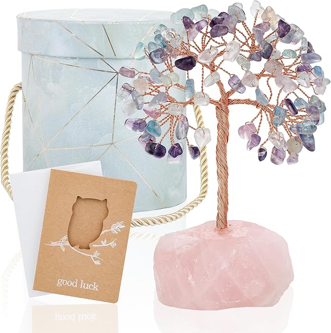 ZenBless 7 Chakra Healing Crystals Stones Tree of Life, Feng Shui Money,Little Fake Bonsai Tree Crystal Zen Spiritual Home Living Room Cubicle Office Desk Decor and Accessories for Women ZenBless