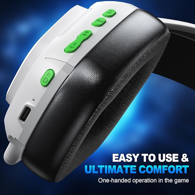 SKAPENDY 2.4GHz Wireless Gaming Headset for PS5, PS4, Switch, Mac, PC, Ultra-Low Latency, 50+ Hr Battery, Stereo Sound Bluetooth Gaming Headphones with Noise-Canceling Mic Skapendy