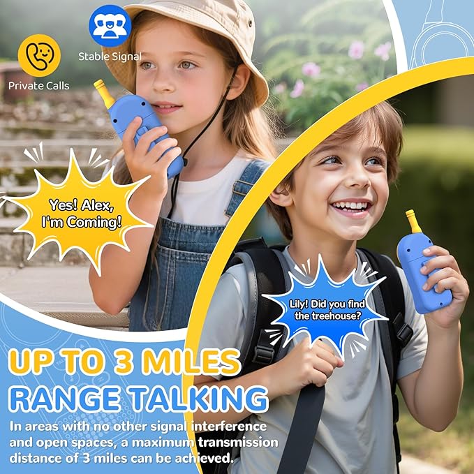 Walkie Talkies for Kids Toys: Toys for 3-12 Year Old Boys Girls - 22 Channels 2 Way Radio Toy with Backlit LCD Flashlight - 3 Miles Range for Outside/Camping/Hiking (2-Pack) Ptnerbeh