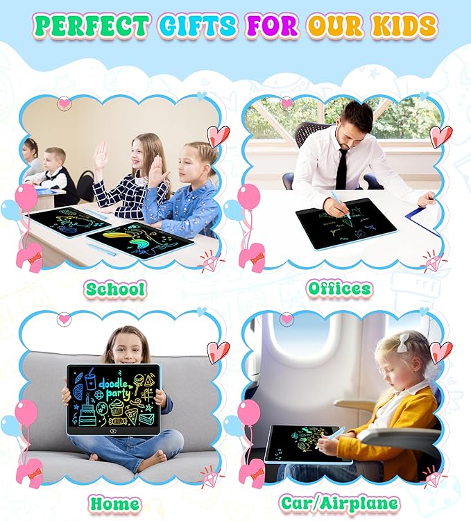 LCD Writing Tablet Doodle Board, 16 inch Colorful Drawing Tablet Writing Pad for Kids, Electronic Erasable Learning Educational Girls Gifts Toys for 3 4 5 6 7 Year Old Girls Boys pbeknco