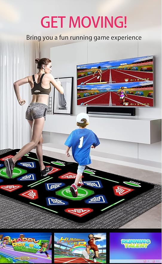 HDMI Dance Mat with Upgraded 64GB Memory Card,1000 Games,885 Songs and 81 MTVs;Features Dance,Yoga,Aerobics,Running,Sports and Puzzle Game Modes Flannel Material.A for Kids. Kick Boosters