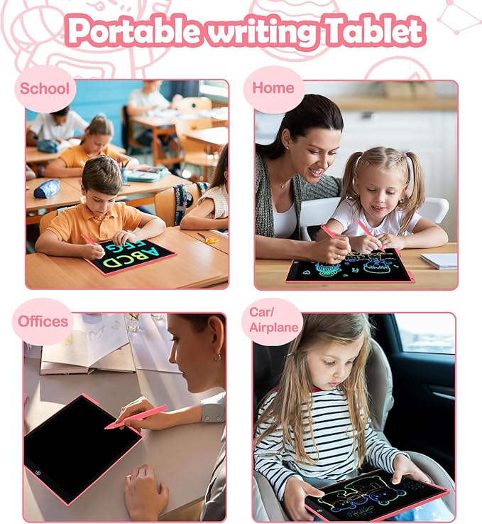 LCD Writing Tablet Doodle Board, 15 inch Colorful Drawing Tablet Writing Pad for Kids, Electronic Erasable Learning Educational Girls Gifts Toys for 3 4 5 6 7 Year Old Girls Boys pbeknco