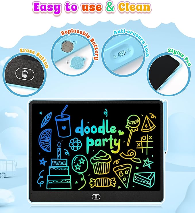 LCD Writing Tablet Doodle Board, 16 inch Colorful Drawing Tablet Writing Pad for Kids, Electronic Erasable Learning Educational Girls Gifts Toys for 3 4 5 6 7 Year Old Girls Boys pbeknco