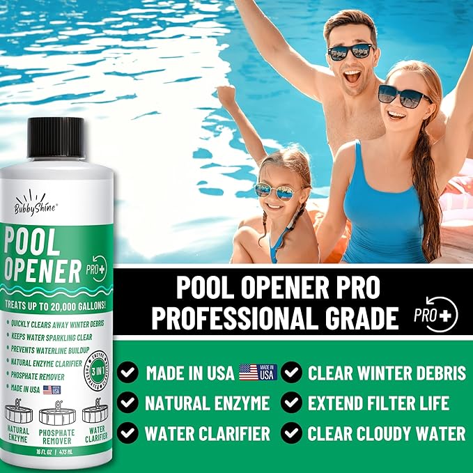 3in1 Pool Start Up - 20,000 Gallon Pool Opening Kit For Above Ground Pool, Pool Opening Kit for Inground Pools, Pool Starter Kit, Salt Water & Chlorine Compatible Pool Chemicals BubbyShine