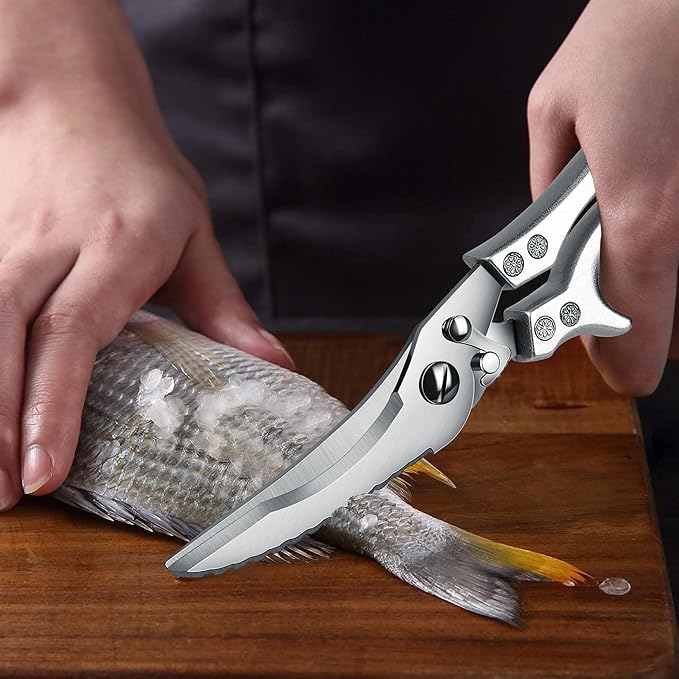 Dreach Reach Heavy Duty Poultry Shears with Serrated Edge - Kitchen Scissors For Chicken, Bone, Meat, Turkey, Fish - No Rust, Spring Loaded, Stainless Steel DreamReach