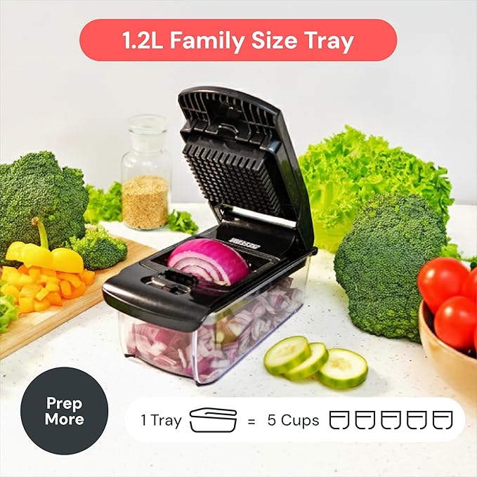 Fullstar The Original Pro Chopper - Vegetable Chopper and Spiralizer, Food Chopper with Container, Fruit Slicer, Kitchen Gadgets & Accessories, Home Essentials (2 in 1, Black) fullstar