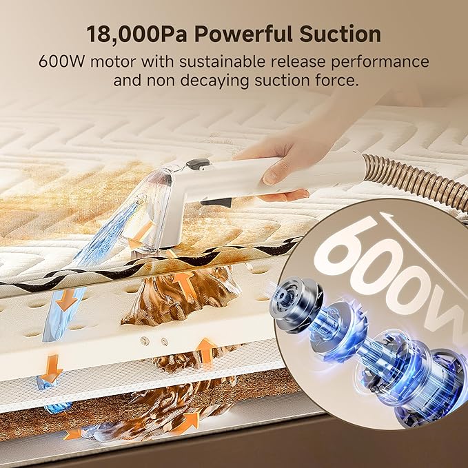 uwant Portable Carpet Cleaner 18Kpa Powerful Suction Upholstery Cleaner Machine for Pet, Spot Cleaner with Specialty Tools for Car, Couch, Rug, Sofa, Furniture (Motor 18Kpa) UWANT