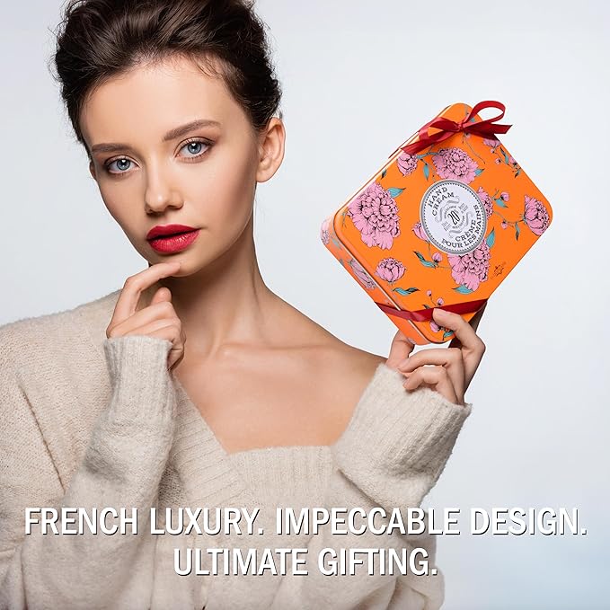 La Chatelaine Hand Cream Trio Tin, Holiday Gift Set, Natural Hand Lotion, Made in France with 20% Organic Shea Butter, Nourishing (Gardenia or Coconut Milk, Orange Blossom, Oud Rose) 3 x 1 fl. oz LaChatelaine