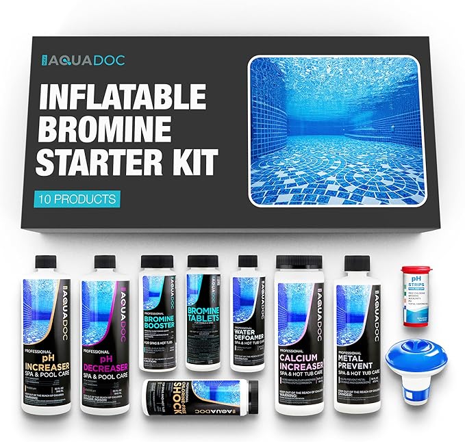 Inflatable Hot Tub Chemical Kit with Bromine Tablets - Inflatable Spa Starter Kit - Convenient Hot Tub Starter Kit & pH Control Kit - AquaDoc Inflatable Spa Chemicals AquaDocSpaHotTubSupplies