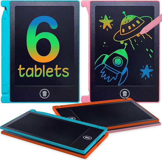 Party Favor Mini LCD Writing Tablet for Kids, 6 Pack – 4.5 Inch Mini Drawing Board. Fun and Educational for Kids That Sketch and Doodle. Perfect Goodie Bag and Gift Bag Filler, School Prize Or Gift Kick Boosters