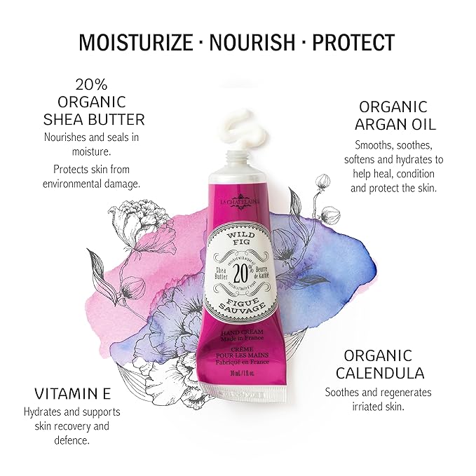 La Chatelaine French Hand Cream Trio Tin, Holiday Gift Set, Hand Lotion for Women, Made in France with 20% Organic Shea Butter, Moisturizing (Wild Fig, Pomegranate Mulberry, Shea) 3 x 1 fl. Oz LaChatelaine