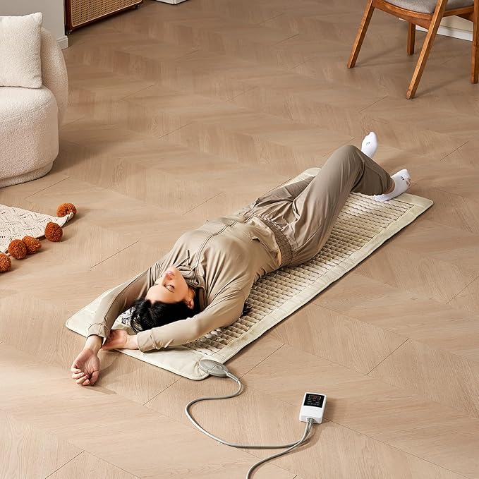 VEVOR Far Infrared Heating Pad, Amethyst Heating Mat with Negative Ions, 103-159℉ Hot Gemstones Therapy Mat with 0-12 Hours Timer for Full Body Pain Relief (72 x 24-inch) VEVOR