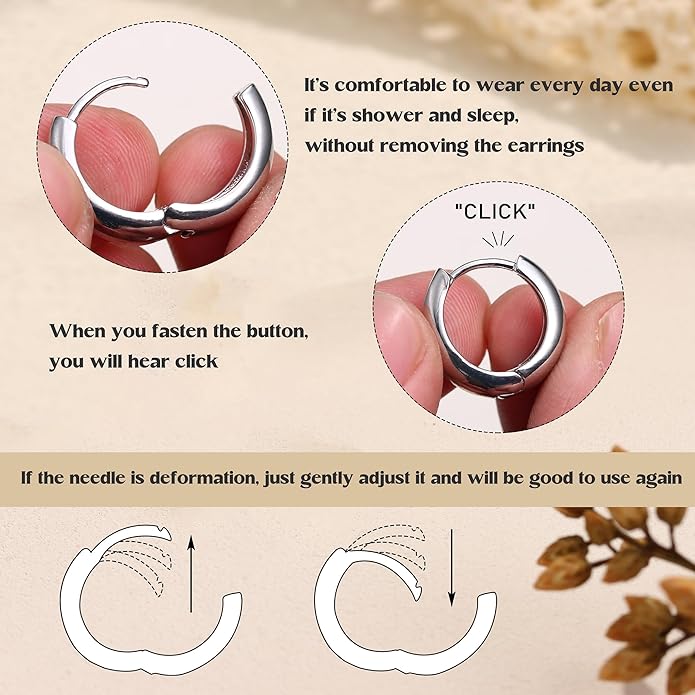 BESTEEL 3Pairs 14K Gold Plated Hoop Earrings Set for Women Chunky Earring Silver Plated Hypoallergenic Small Huggie Hoops Lightweight Tiny Thick Trendy Hoop Earrings Stacks for Multiple Piercing BESTEEL