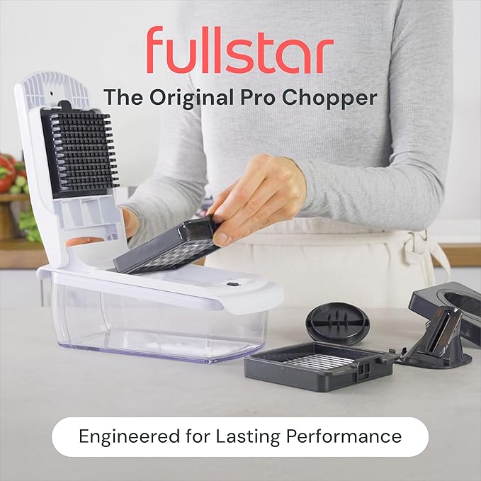 Fullstar The Original Pro Chopper - Vegetable Chopper and Spiralizer, Food Chopper with Container, Fruit Slicer, Kitchen Gadgets & Gifts, Home Essentials (2 in 1, White) fullstar
