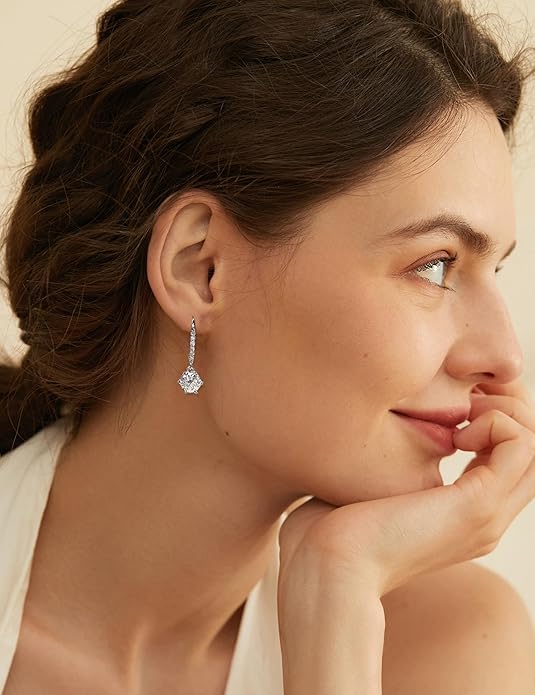 Starchenie Moissanite Earrings for Women D Color VVS1 1CT Moissanite Dangle Drop Earrings 925 Sterling Silver 18K White Gold Plated Jewelry starchenie