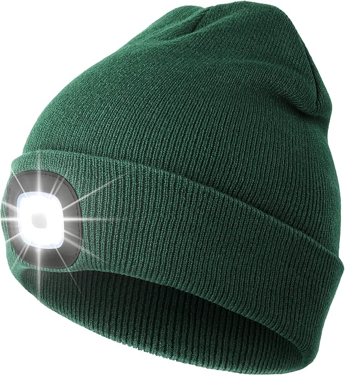 CENSGO Unisex Hat with Light, USB Rechargeable Headlamp Beanie, Gifts for Dad Father Men Husband Warm Knitted Cap CENSGO