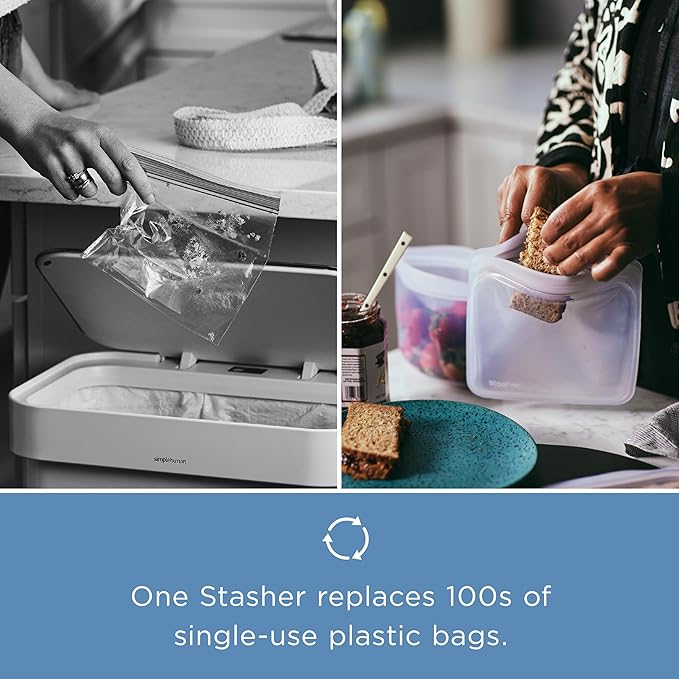 Stasher Premium Silicone Reusable Food Storage Bags, 3-Pack, Artivism, Multi-Use Food Storage Bags, Lunch Bag, Travel Containers, BPA Free, Leak-free, Dishwasher-Safe, Eco-friendly Stasher