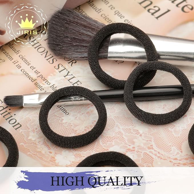 100 pcs No Break Hair Ties fitting Kit, and limited-time Starter Kit | Gentle for any hair type with no slipping or snagging Color mixing(Black) JIRIS