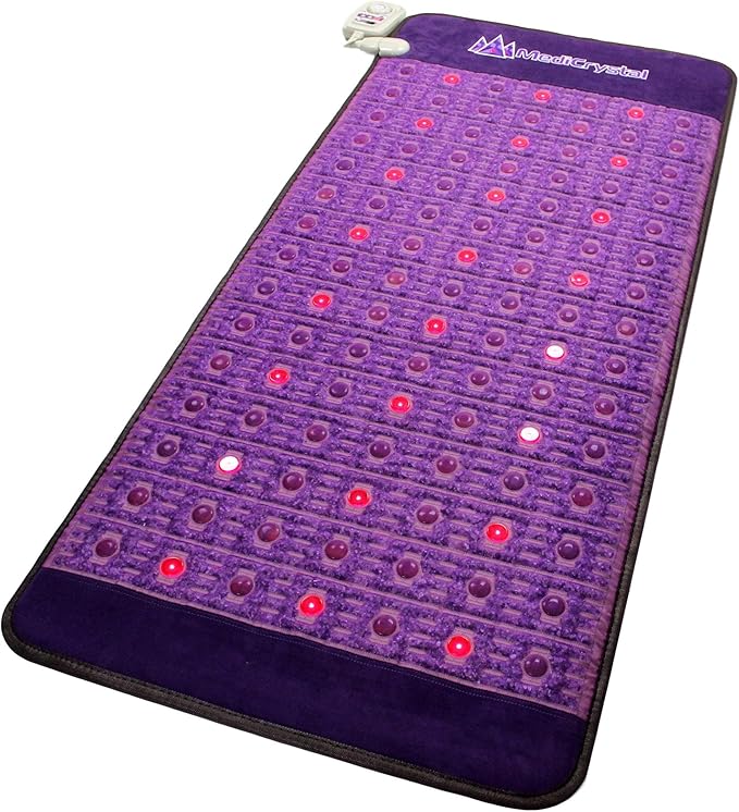 MediCrystal Far Infrared Amethyst Mat - Natural Agates + Photon Red Lights - FDA Registered Manufacturer - Negative Ion - FIR Heating Pad (Pro 72" L x 32”W) MediCrystal