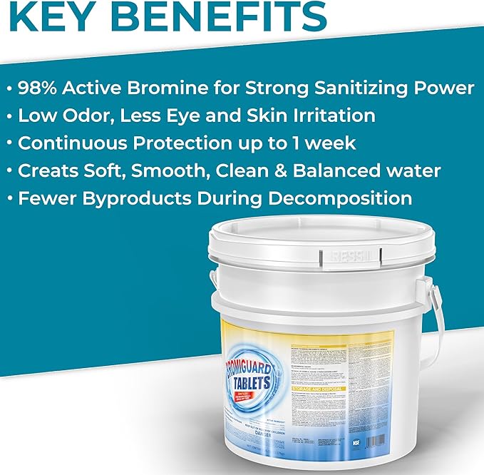 1 Inch Bromine Tablets for Spas Hot Tubs or Indoor Pools, Brominating Tabs Sanitizer, Chlorine Alternative - Low Odor, Long-Lasting, Pre-Stabilized-25.5 LB Kick Boosters