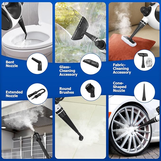 Handheld Steam Cleaner - High Pressure Steam Cleaner for Home, Multi-functional Cleaning Tools for Kitchen, Bathroom, Couch, Car. Portable Steamer Makes Housework Easier. Kick Boosters