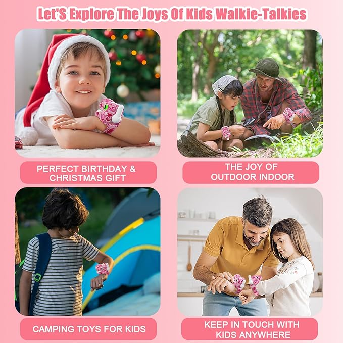 Dinosaur Walkie Talkies for Kids 2 Pack Camping Gear T-Rex Outdoor Toys for Girls Age 3-12 Year Old 3 Channel Long Range Birthday Gifts Christmas Stocking Stuffers MLDKA